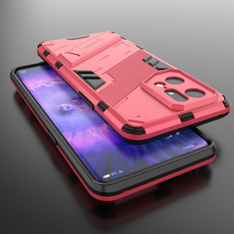 For OPPO Find X5 Pro Punk Armor 2 in 1 PC + TPU Shockproof Phone Case with Invisible Holder(Light Red) - OPPO Cases by PMC Jewellery | Online Shopping South Africa | PMC Jewellery | Buy Now Pay Later Mobicred