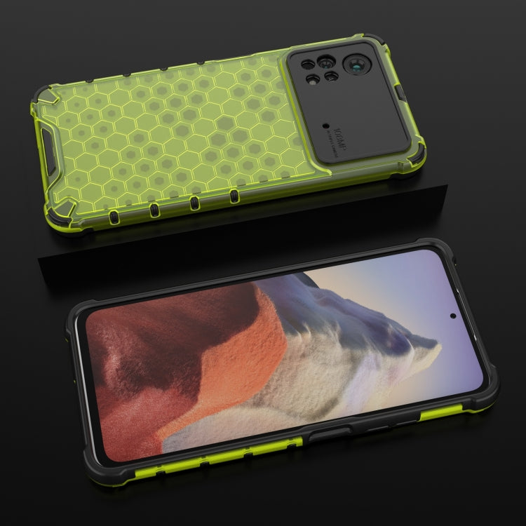 For Xiaomi Poco X4 Pro 5G Shockproof Honeycomb PC + TPU Case(Green) - Xiaomi Cases by PMC Jewellery | Online Shopping South Africa | PMC Jewellery