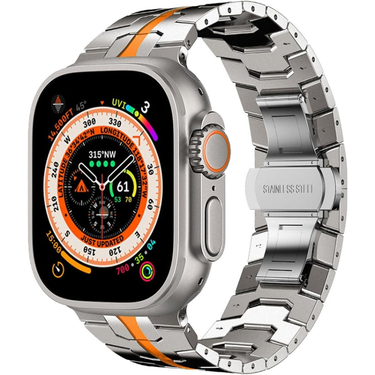 Steel Watch Band For Apple Watch Series 9&8&7 41mm / SE 3&SE 2&6&SE&5&4 40mm / 3&2&1 38mm(Titanium Orange) - Watch Bands by PMC Jewellery | Online Shopping South Africa | PMC Jewellery