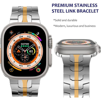 Steel Watch Band For Apple Watch Ultra 49mm&Watch Ultra 2 49mm / Series 9&8&7 45mm / SE 3&SE 2&6&SE&5&4 44mm / 3&2&1 42mm(Silver Rose Gold) - Watch Bands by PMC Jewellery | Online Shopping South Africa | PMC Jewellery