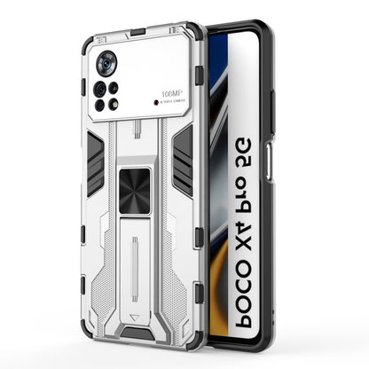 For Xiaomi Poco X4 Pro 5G Supersonic PC + TPU Shock-proof Protective Phone Case with Holder(Silver) - Xiaomi Cases by PMC Jewellery | Online Shopping South Africa | PMC Jewellery