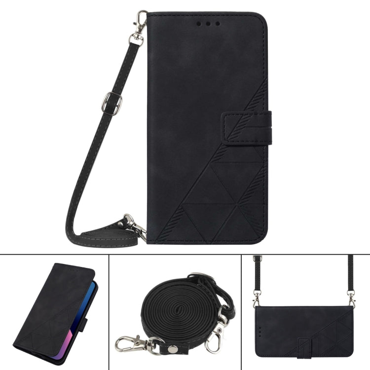 For Xiaomi Redmi 9 / 9 Power / Poco M2 Crossbody 3D Embossed Flip Leather Phone Case(Black) - Xiaomi Cases by PMC Jewellery | Online Shopping South Africa | PMC Jewellery