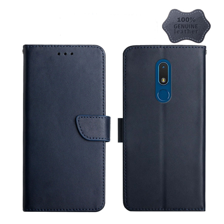 For Nokia C3 Genuine Leather Fingerprint-proof Horizontal Flip Phone Case(Blue) - Nokia Cases by PMC TechLife | Online Shopping South Africa | PMC TechLife | Buy Now Pay Later Mobicred