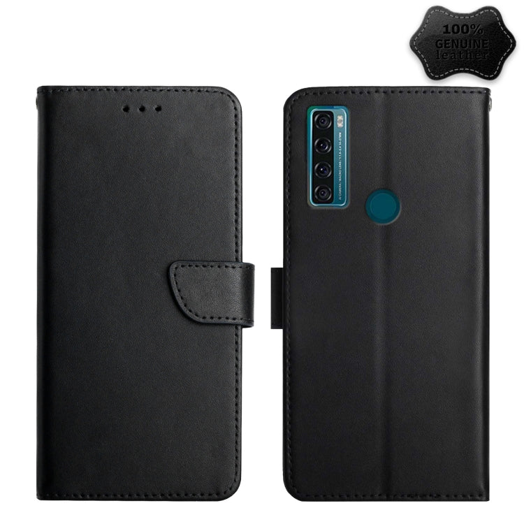 For TCL 20 SE Genuine Leather Fingerprint-proof Flip Phone Case(Black) - More Brand by PMC TechLife | Online Shopping South Africa | PMC TechLife | Buy Now Pay Later Mobicred