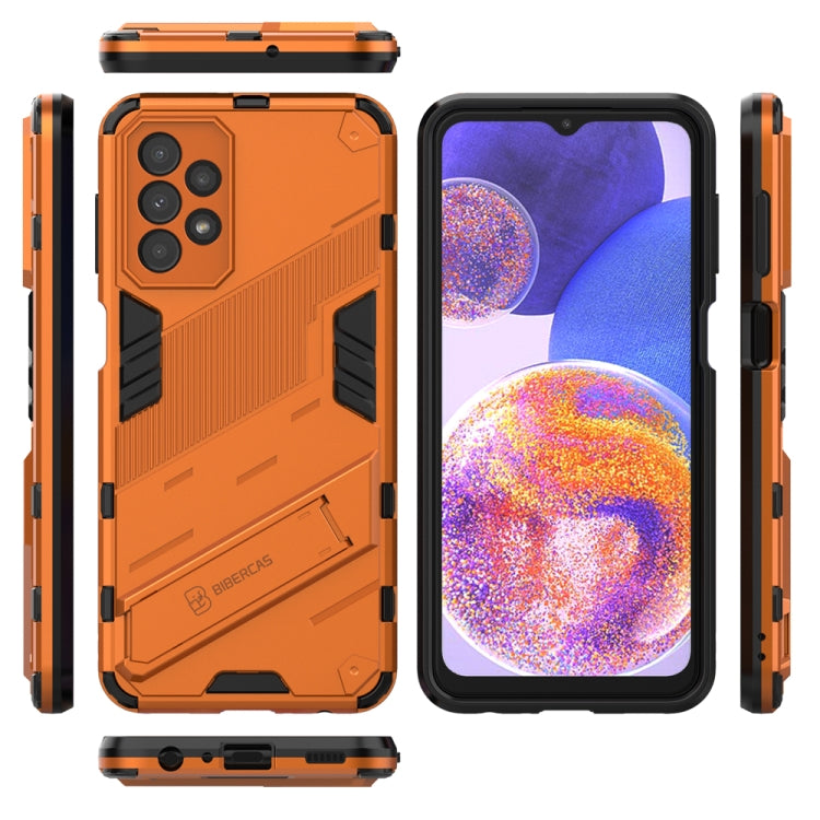 For Samsung Galaxy A23 Punk Armor 2 in 1 PC + TPU Shockproof Phone Case with Invisible Holder(Orange) - Galaxy Phone Cases by PMC Jewellery | Online Shopping South Africa | PMC Jewellery | Buy Now Pay Later Mobicred