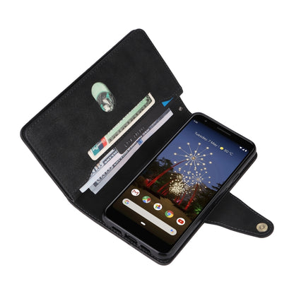 For Google Pixel 3A Rivet Buckle 9 Cards Three Fold Leather Phone Case(Black) - Google Cases by PMC Jewellery | Online Shopping South Africa | PMC Jewellery | Buy Now Pay Later Mobicred