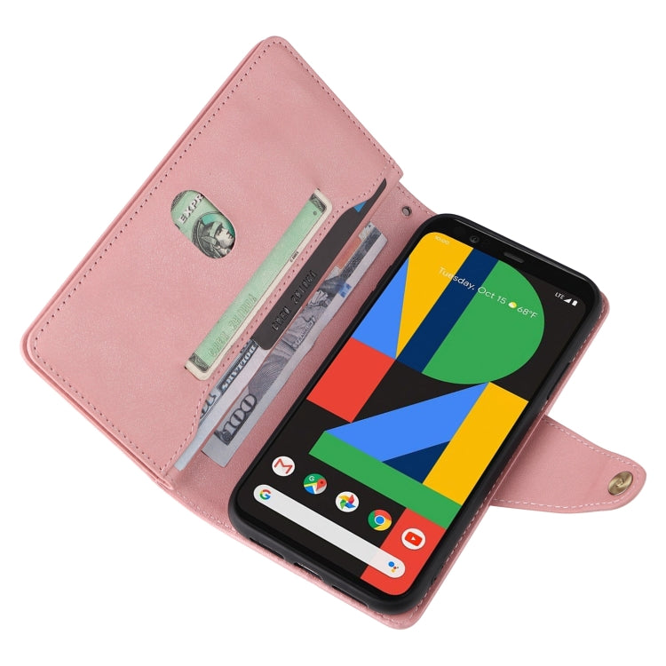 For Google Pixel 4 XL Rivet Buckle 9 Cards Three Fold Leather Phone Case(Rose Gold) - Google Cases by PMC Jewellery | Online Shopping South Africa | PMC Jewellery | Buy Now Pay Later Mobicred