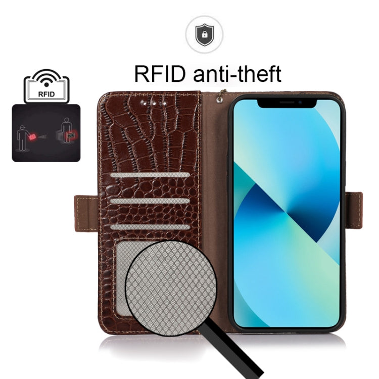 For Motorola Moto G22 Crocodile Top Layer Cowhide Leather Phone Case(Brown) - Motorola Cases by PMC TechLife | Online Shopping South Africa | PMC TechLife | Buy Now Pay Later Mobicred