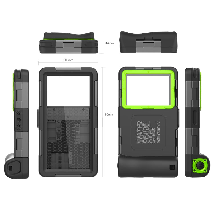 RedPepper 2nd Generation Diving Waterproof Protective Case, Waterproof depth: 15m(Black + Green) - Waterproof Bag by RedPepper | Online Shopping South Africa | PMC Jewellery | Buy Now Pay Later Mobicred