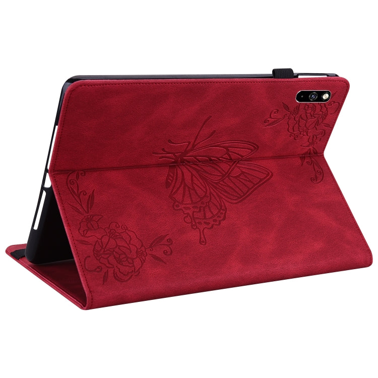 For Huawei MatePad Pro 10.8 2021 Butterfly Flower Embossed Leather Tablet Case(Red) - Huawei by PMC TechLife | Online Shopping South Africa | PMC TechLife | Buy Now Pay Later Mobicred