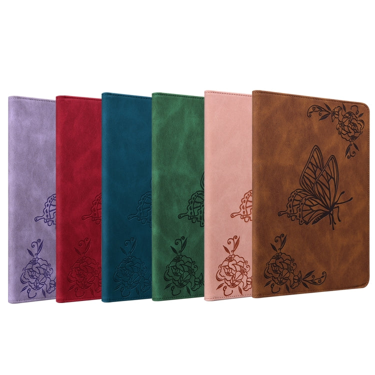 For Amazon Kindle Fire HD 10 2019 / 2017 Butterfly Flower Embossed Leather Tablet Case(Purple) - Amazon by PMC TechLife | Online Shopping South Africa | PMC TechLife | Buy Now Pay Later Mobicred