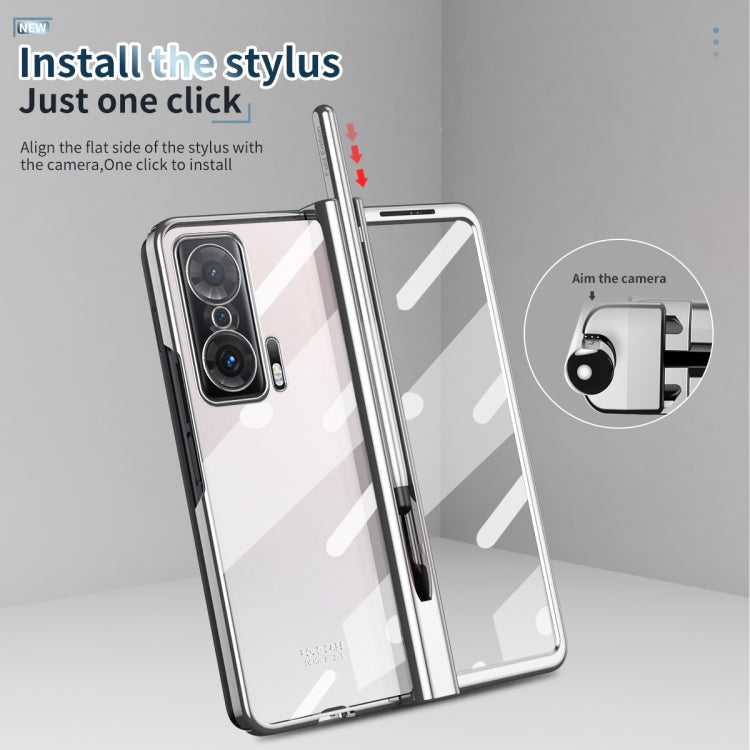 For Honor Magic V Electroplating Hinge Phone Case with Stylus(Silver) - Honor Cases by PMC Jewellery | Online Shopping South Africa | PMC Jewellery