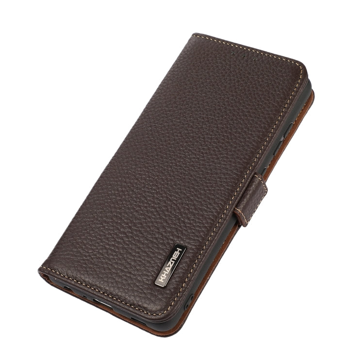 For Sharp Aquos R7 KHAZNEH Side-Magnetic Litchi Genuine Leather RFID Phone Case(Brown) - More Brand by PMC TechLife | Online Shopping South Africa | PMC TechLife | Buy Now Pay Later Mobicred