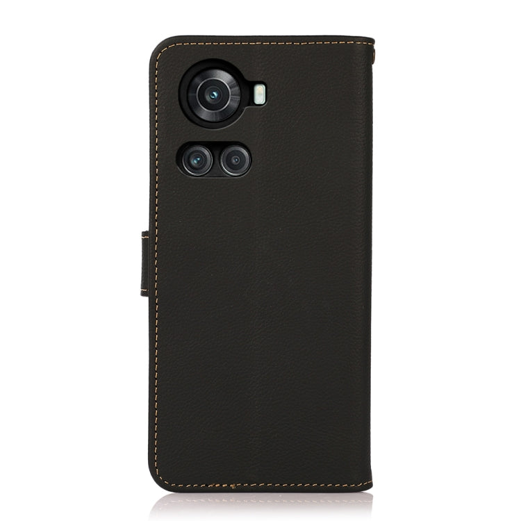 For OnePlus 10R / Ace KHAZNEH Custer Genuine Leather RFID Phone Case(Black) - OnePlus Cases by PMC TechLife | Online Shopping South Africa | PMC TechLife | Buy Now Pay Later Mobicred