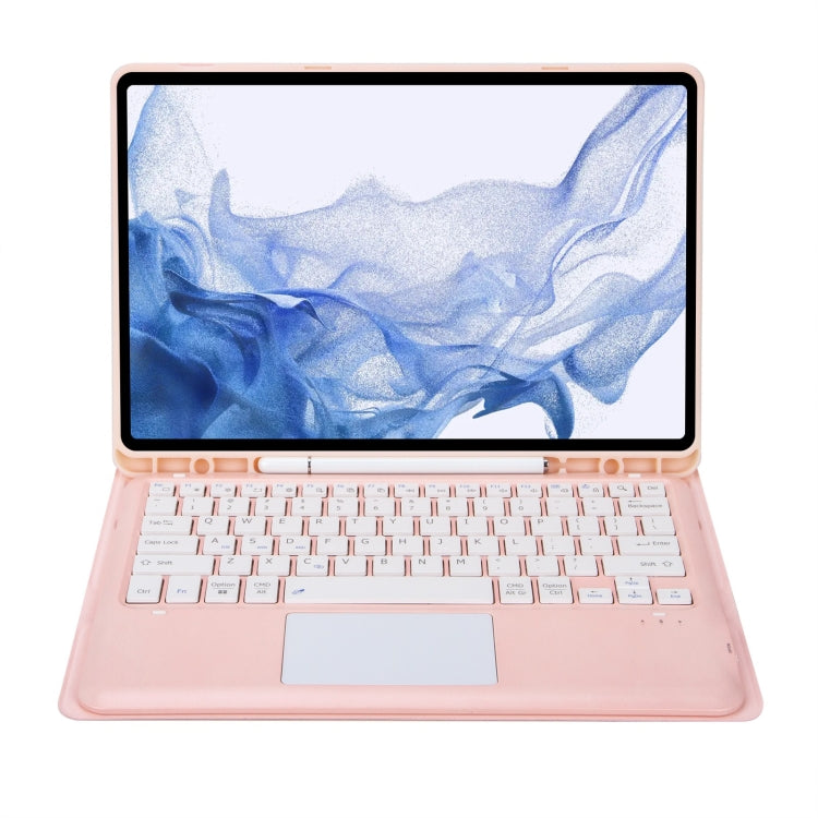 T800B-A Touch Pad Detachable Bluetooth Keyboard Leather Tablet Case For Samsung Galaxy Tab S8+/S7+/S7 FE(Pink) - Samsung Keyboard by PMC Jewellery | Online Shopping South Africa | PMC Jewellery