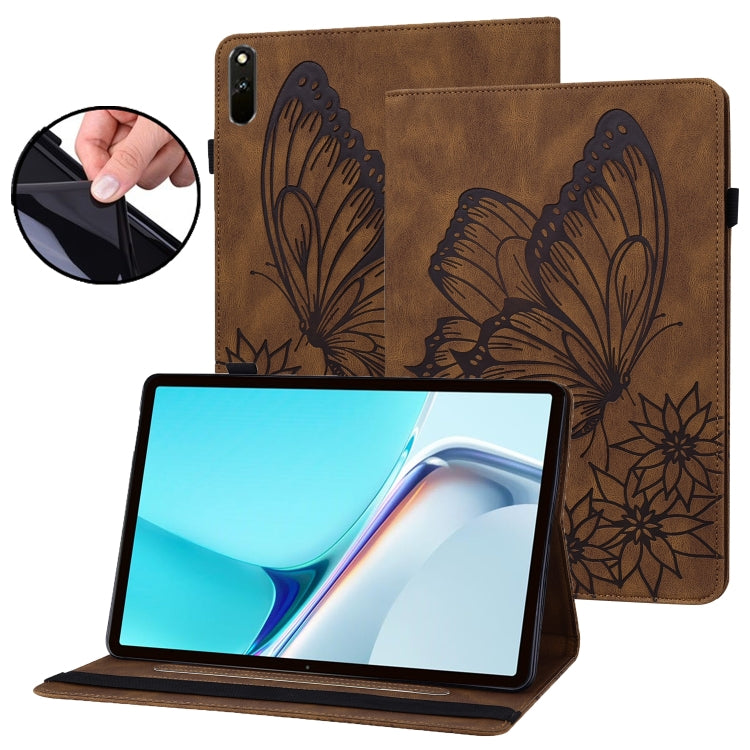 For Huawei MatePad 11 2021 Big Butterfly Embossed Leather Tablet Case(Brown) - Huawei by PMC TechLife | Online Shopping South Africa | PMC TechLife | Buy Now Pay Later Mobicred