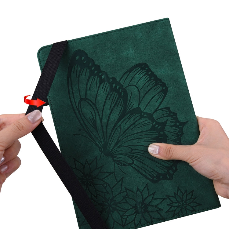 For Huawei MatePad T 10s Big Butterfly Embossed Leather Tablet Case(Green) - Huawei by PMC TechLife | Online Shopping South Africa | PMC TechLife | Buy Now Pay Later Mobicred