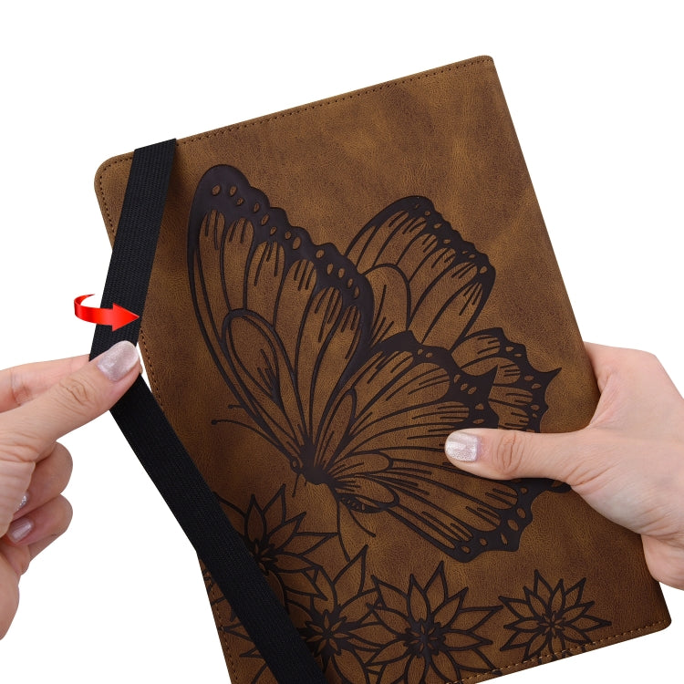 For Lenovo Tab M10 Plus 10.6 3rd Gen 2022 Big Butterfly Embossed Leather Tablet Case(Brown) - Lenovo by PMC TechLife | Online Shopping South Africa | PMC TechLife | Buy Now Pay Later Mobicred