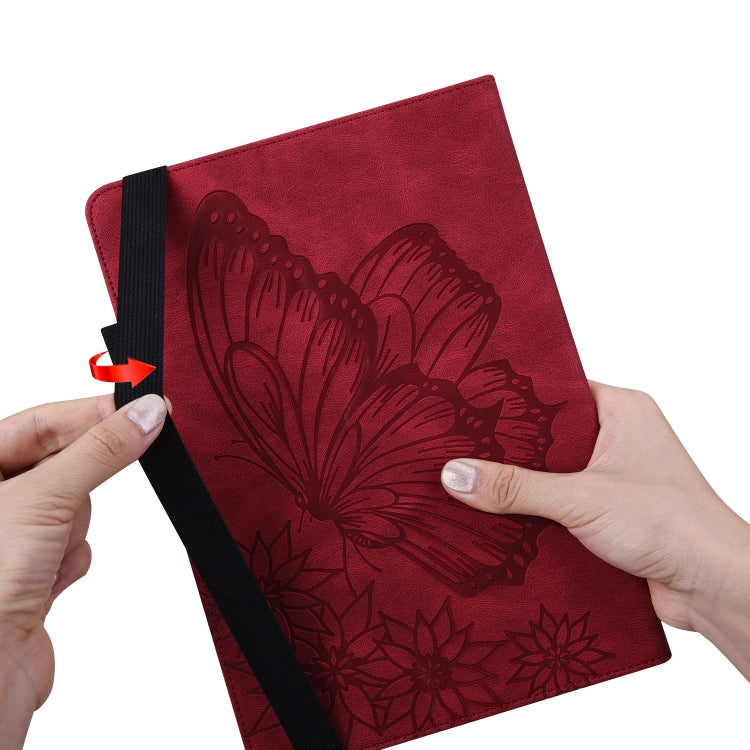 For Lenovo Tab M10 Plus 10.6 3rd Gen 2022 Big Butterfly Embossed Leather Tablet Case(Red) - Lenovo by PMC TechLife | Online Shopping South Africa | PMC TechLife | Buy Now Pay Later Mobicred