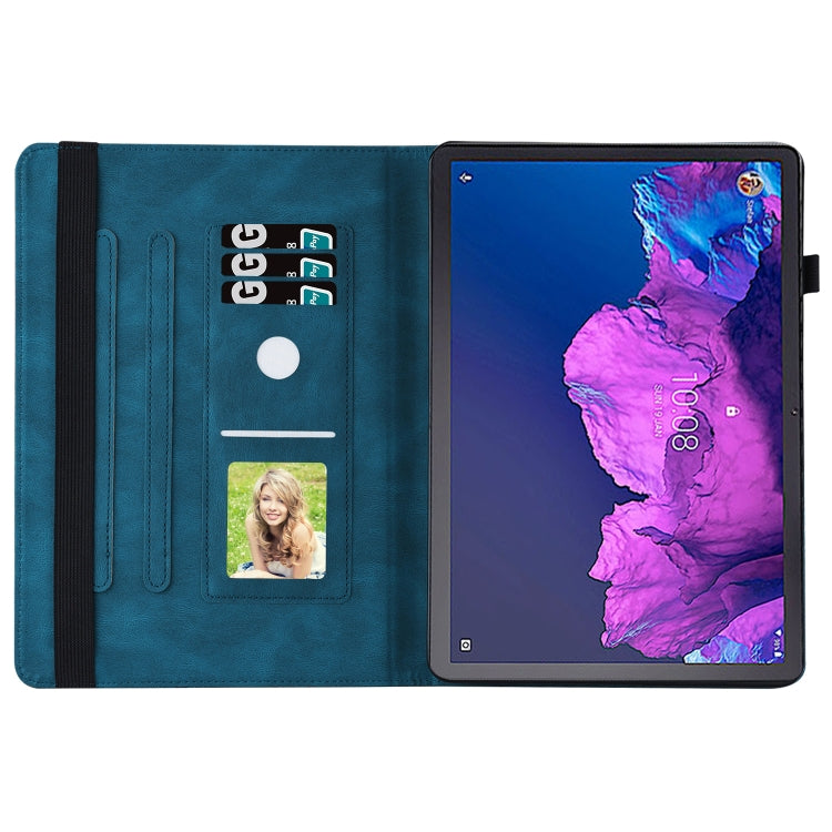 For Lenovo Tab P11 Big Butterfly Embossed Leather Tablet Case(Blue) - Lenovo by PMC TechLife | Online Shopping South Africa | PMC TechLife | Buy Now Pay Later Mobicred