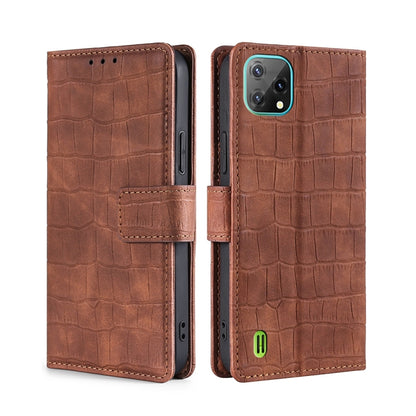 For Blackview A55 Skin Feel Crocodile Magnetic Clasp Leather Phone Case(Brown) - More Brand by PMC Jewellery | Online Shopping South Africa | PMC Jewellery | Buy Now Pay Later Mobicred