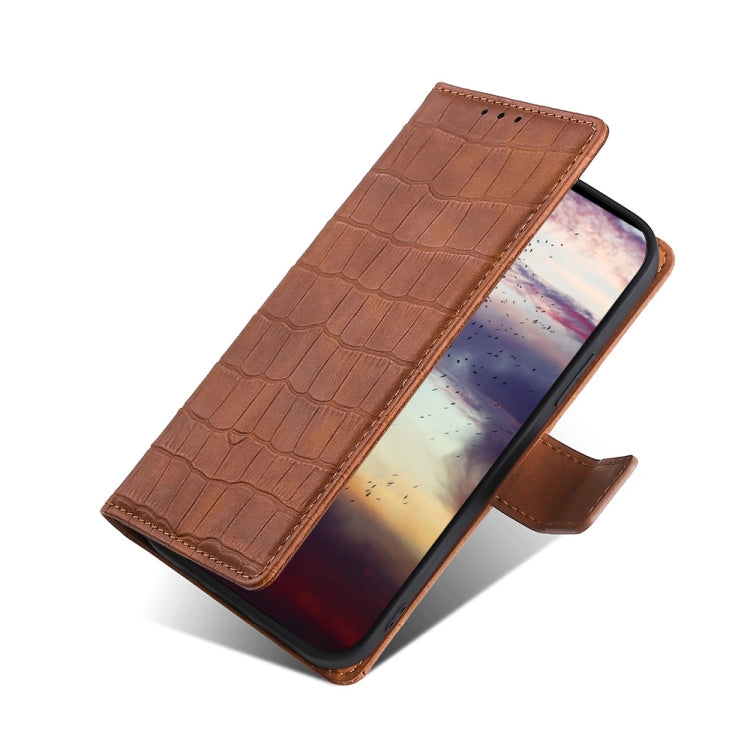 For Blackview A70 Skin Feel Crocodile Magnetic Clasp Leather Phone Case(Brown) - More Brand by PMC Jewellery | Online Shopping South Africa | PMC Jewellery | Buy Now Pay Later Mobicred