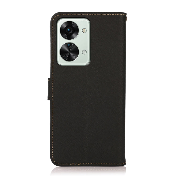 For OnePlus Nord 2T 5G KHAZNEH Custer Texture RFID Genuine Leather Phone Case(Black) - OnePlus Cases by PMC TechLife | Online Shopping South Africa | PMC TechLife | Buy Now Pay Later Mobicred