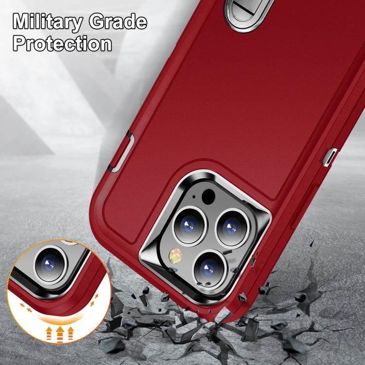 For iPhone 14 Pro Max 3 in 1 Rugged Holder Phone Case (Red + Black) - iPhone 14 Pro Max Cases by PMC TechLife | Online Shopping South Africa | PMC TechLife