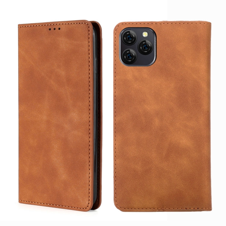 For Blackview A95 Skin Feel Magnetic Horizontal Flip Leather Phone Case(Light Brown) - More Brand by PMC Jewellery | Online Shopping South Africa | PMC Jewellery | Buy Now Pay Later Mobicred