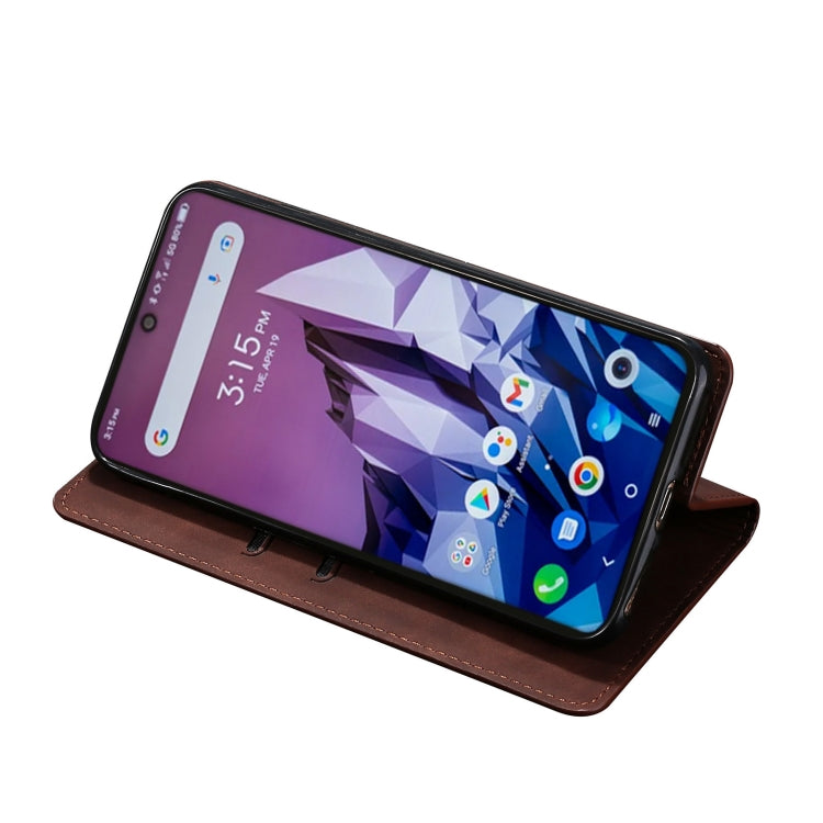 For Blackview A95 Skin Feel Magnetic Horizontal Flip Leather Phone Case(Dark Brown) - More Brand by PMC Jewellery | Online Shopping South Africa | PMC Jewellery | Buy Now Pay Later Mobicred