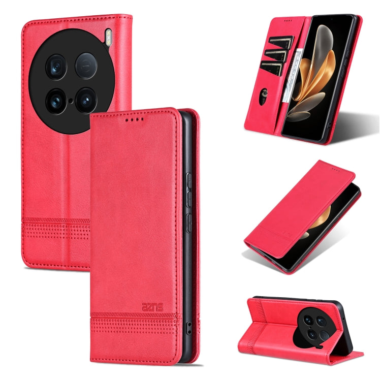 For vivo X100 Ultra AZNS Magnetic Calf Texture Leather Phone Case(Red) - vivo Cases by AZNS | Online Shopping South Africa | PMC Jewellery | Buy Now Pay Later Mobicred