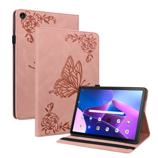 For Lenovo Tab M10 10.1 3rd Gen Butterfly Flower Embossed Leather Tablet Case(Rose Gold) - Lenovo by PMC Jewellery | Online Shopping South Africa | PMC Jewellery | Buy Now Pay Later Mobicred