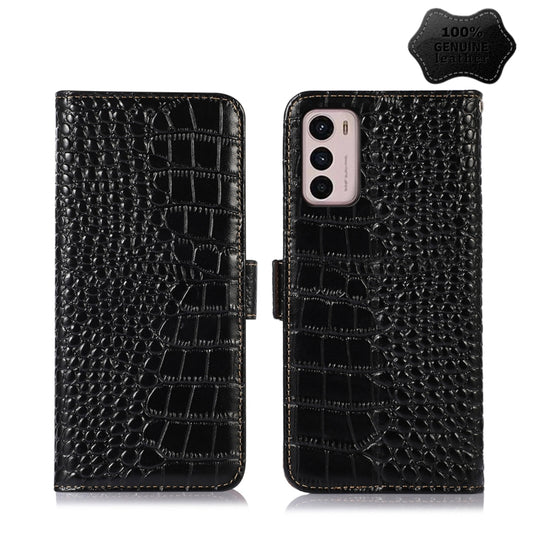 For Motorola Moto G42 Crocodile Top Layer Cowhide Leather Phone Case(Black) - Motorola Cases by PMC Jewellery | Online Shopping South Africa | PMC Jewellery | Buy Now Pay Later Mobicred