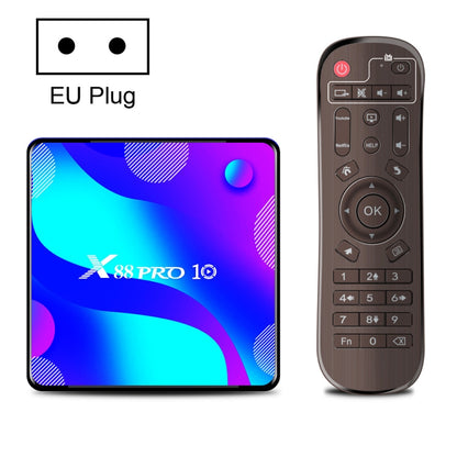 X88 PRO10 4K Smart TV BOX Android 11.0 Media Player, RK3318 Quad-Core 64bit Cortex-A53, RAM: 4GB, ROM: 32GB(EU Plug) - RK3318 by PMC Jewellery | Online Shopping South Africa | PMC Jewellery | Buy Now Pay Later Mobicred