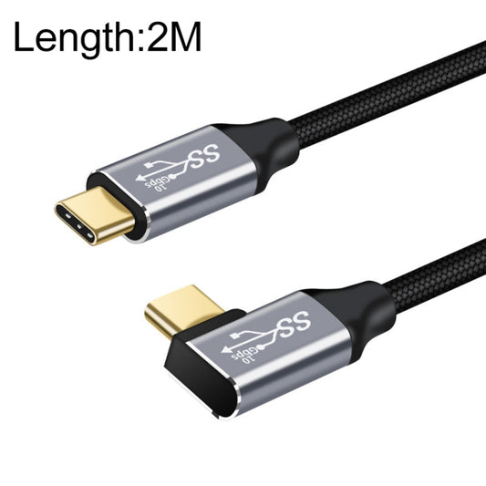 2m 10Gbps USB-C / Type-C Male Straight to Male Elbow Charging Data Transmission Cable - Cable & Adapters by PMC Jewellery | Online Shopping South Africa | PMC Jewellery | Buy Now Pay Later Mobicred