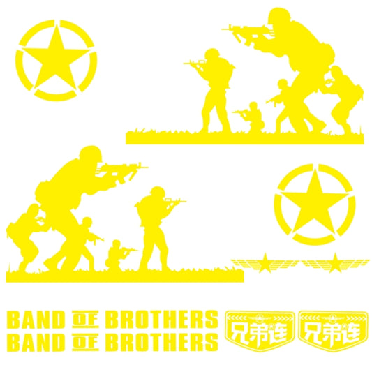 2 PCS/Set D-135 Band of Brothers Pattern Car Modified Decorative Sticker(Yellow) - Decorative Sticker by PMC Jewellery | Online Shopping South Africa | PMC Jewellery | Buy Now Pay Later Mobicred