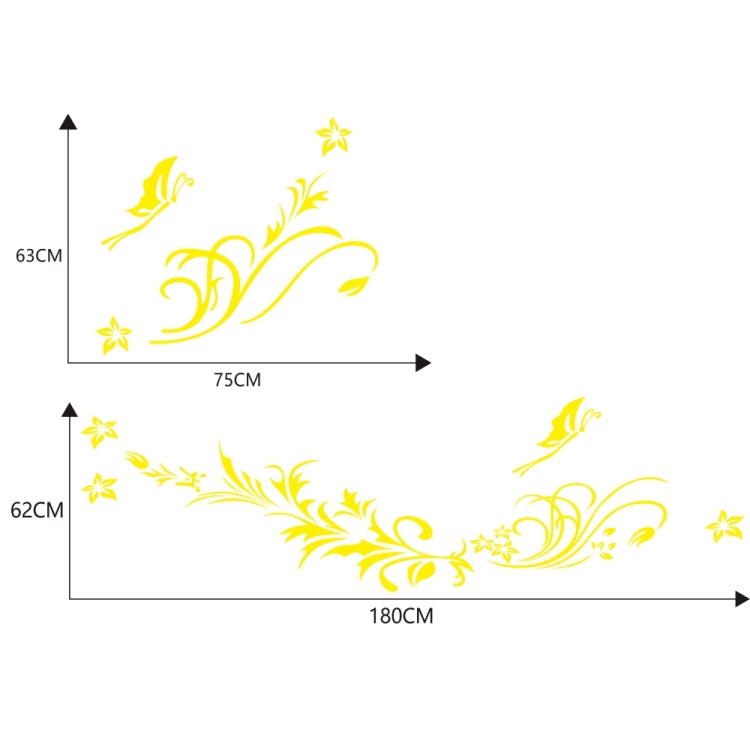 D-462 Butterfly Loves Flowers Pattern Car Modified Decorative Sticker(Yellow) - Decorative Sticker by PMC Jewellery | Online Shopping South Africa | PMC Jewellery | Buy Now Pay Later Mobicred