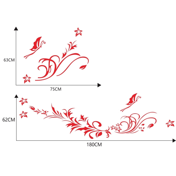 D-462 Butterfly Loves Flowers Pattern Car Modified Decorative Sticker(Red) - Decorative Sticker by PMC Jewellery | Online Shopping South Africa | PMC Jewellery | Buy Now Pay Later Mobicred