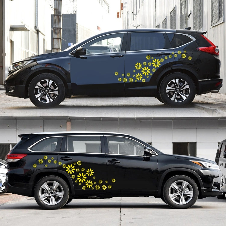 2 PCS/Set D-483 Flower Pattern Car Modified Decorative Sticker(Yellow) - Decorative Sticker by PMC TechLife | Online Shopping South Africa | PMC TechLife | Buy Now Pay Later Mobicred