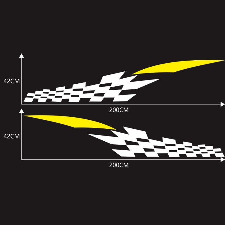 2 PCS/Set D-538 Checkered Totem Pattern Car Modified Decorative Sticker(White+Yellow) - Decorative Sticker by PMC TechLife | Online Shopping South Africa | PMC TechLife | Buy Now Pay Later Mobicred