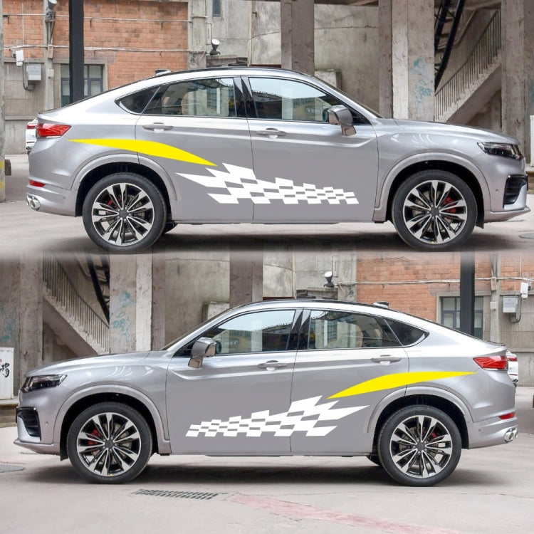 2 PCS/Set D-538 Checkered Totem Pattern Car Modified Decorative Sticker(White+Yellow) - Decorative Sticker by PMC TechLife | Online Shopping South Africa | PMC TechLife | Buy Now Pay Later Mobicred