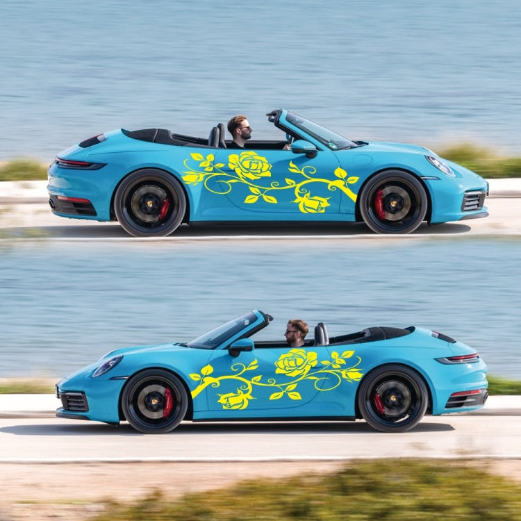 2 PCS/Set D-545 Rose Pattern Car Modified Decorative Sticker(Yellow) - Decorative Sticker by PMC TechLife | Online Shopping South Africa | PMC TechLife | Buy Now Pay Later Mobicred