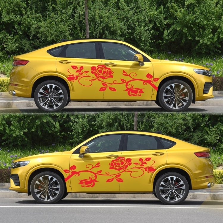 2 PCS/Set D-545 Rose Pattern Car Modified Decorative Sticker(Red) - Decorative Sticker by PMC TechLife | Online Shopping South Africa | PMC TechLife | Buy Now Pay Later Mobicred