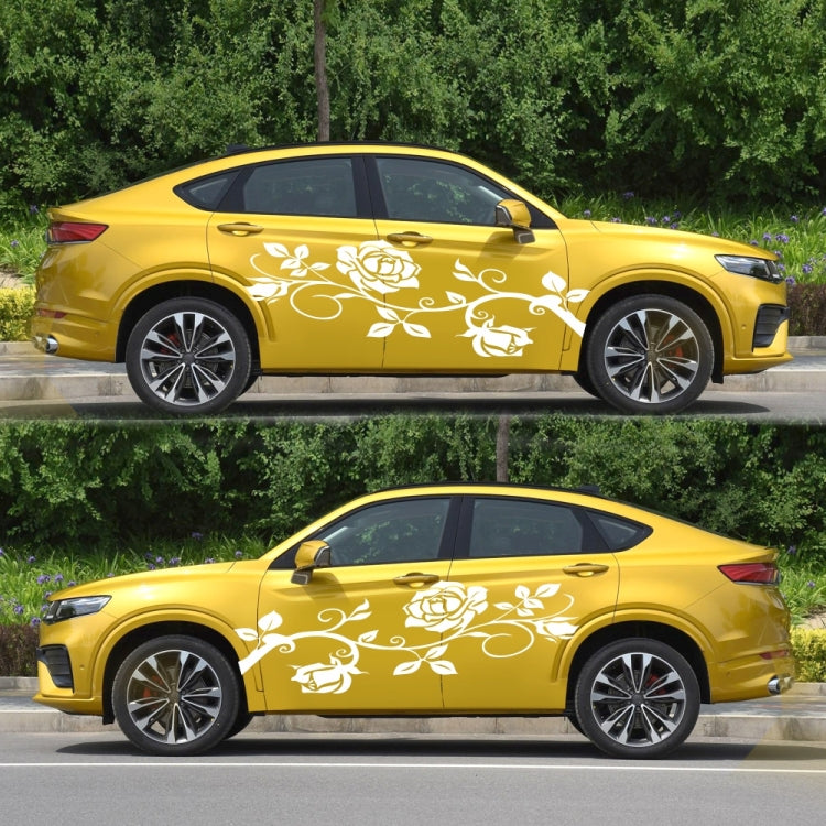 2 PCS/Set D-545 Rose Pattern Car Modified Decorative Sticker(White) - Decorative Sticker by PMC TechLife | Online Shopping South Africa | PMC TechLife | Buy Now Pay Later Mobicred