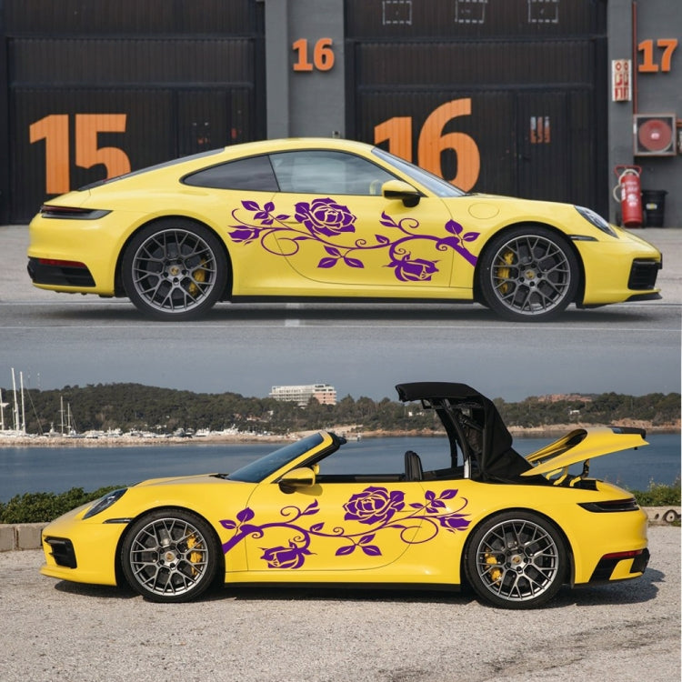 2 PCS/Set D-545 Rose Pattern Car Modified Decorative Sticker(Purple) - Decorative Sticker by PMC Jewellery | Online Shopping South Africa | PMC Jewellery | Buy Now Pay Later Mobicred