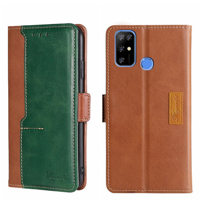 For Doogee X96 Pro Contrast Color Side Buckle Leather Phone Case(Light Brown + Green) - Doogee Cases by PMC Jewellery | Online Shopping South Africa | PMC Jewellery | Buy Now Pay Later Mobicred