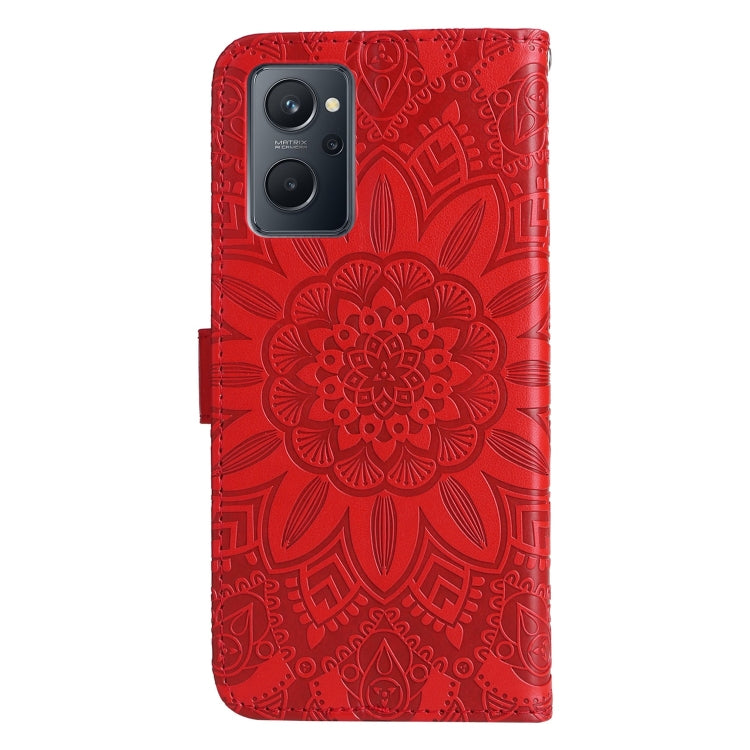 For OPPO Realme 9i / A36 4G / A76 4G Embossed Sunflower Leather Phone Case(Red) - Realme Cases by PMC Jewellery | Online Shopping South Africa | PMC Jewellery | Buy Now Pay Later Mobicred