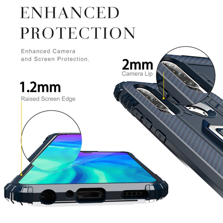 For Huawei P Smart+ 2019 Carbon Fiber Protective Case with 360 Degree Rotating Ring Holder(Blue) - Huawei Cases by PMC Jewellery | Online Shopping South Africa | PMC Jewellery