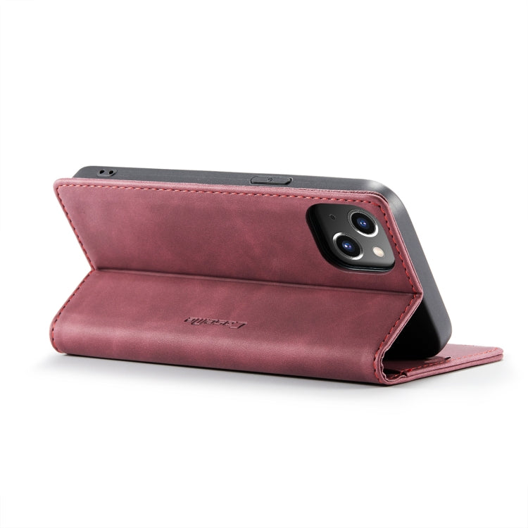 For iPhone 14 CaseMe-013 Multifunctional Retro Frosted Leather Phone Case (Wine Red) - iPhone 14 Cases by CaseMe | Online Shopping South Africa | PMC Jewellery | Buy Now Pay Later Mobicred