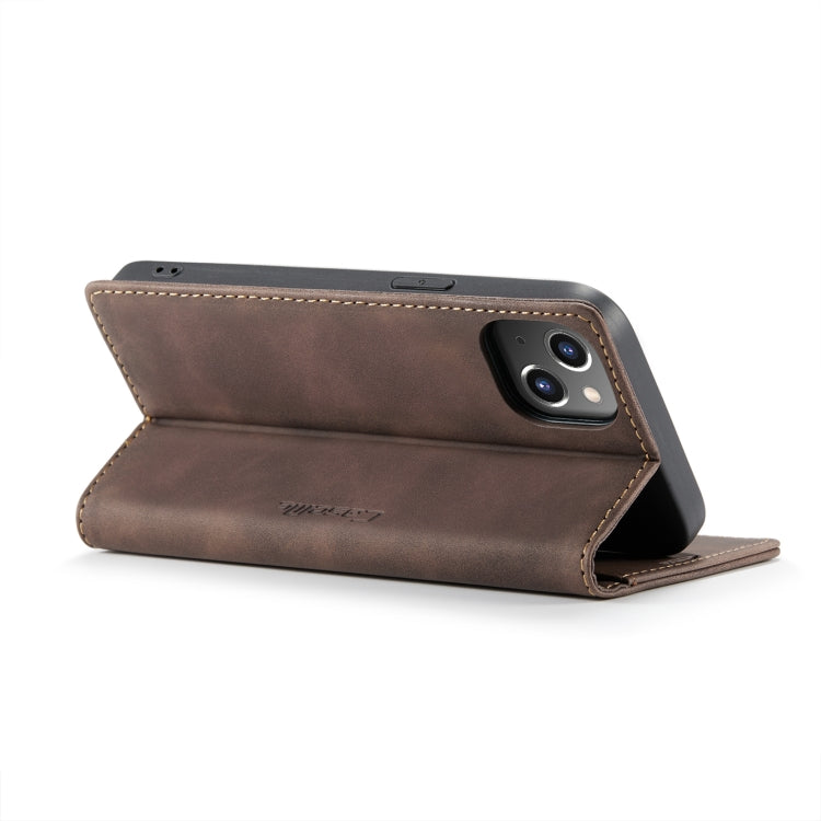 For iPhone 14 CaseMe-013 Multifunctional Retro Frosted Leather Phone Case (Coffee) - iPhone 14 Cases by CaseMe | Online Shopping South Africa | PMC Jewellery | Buy Now Pay Later Mobicred